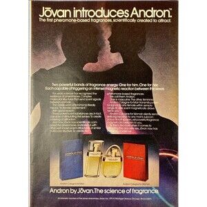 Jovan "Introduces Andron: First Pheromone-based Fragrance" Vintage Ad Playboy